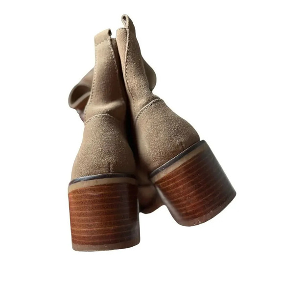 Crown Vintage Asisa Tan Suede Leather Triple Buckle Moto Boots Size 8.5 Women’s - Picture 8 of 8